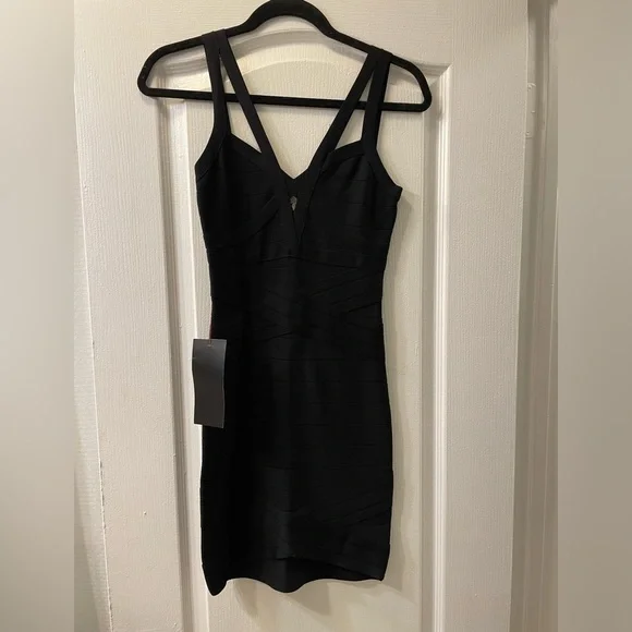 bebe | Dresses | Bebe Criss Cross Black Bandage Dress Size Xs | Poshmark